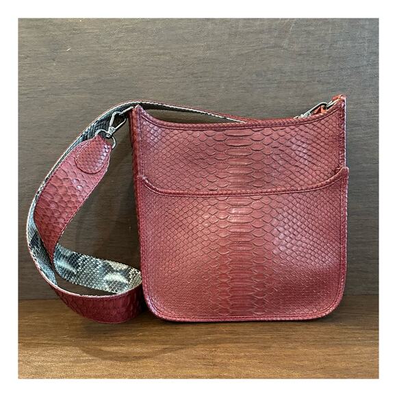 J. Markell Small Asher Crossbody Garnet - Natural Python - Picture 3 of 10